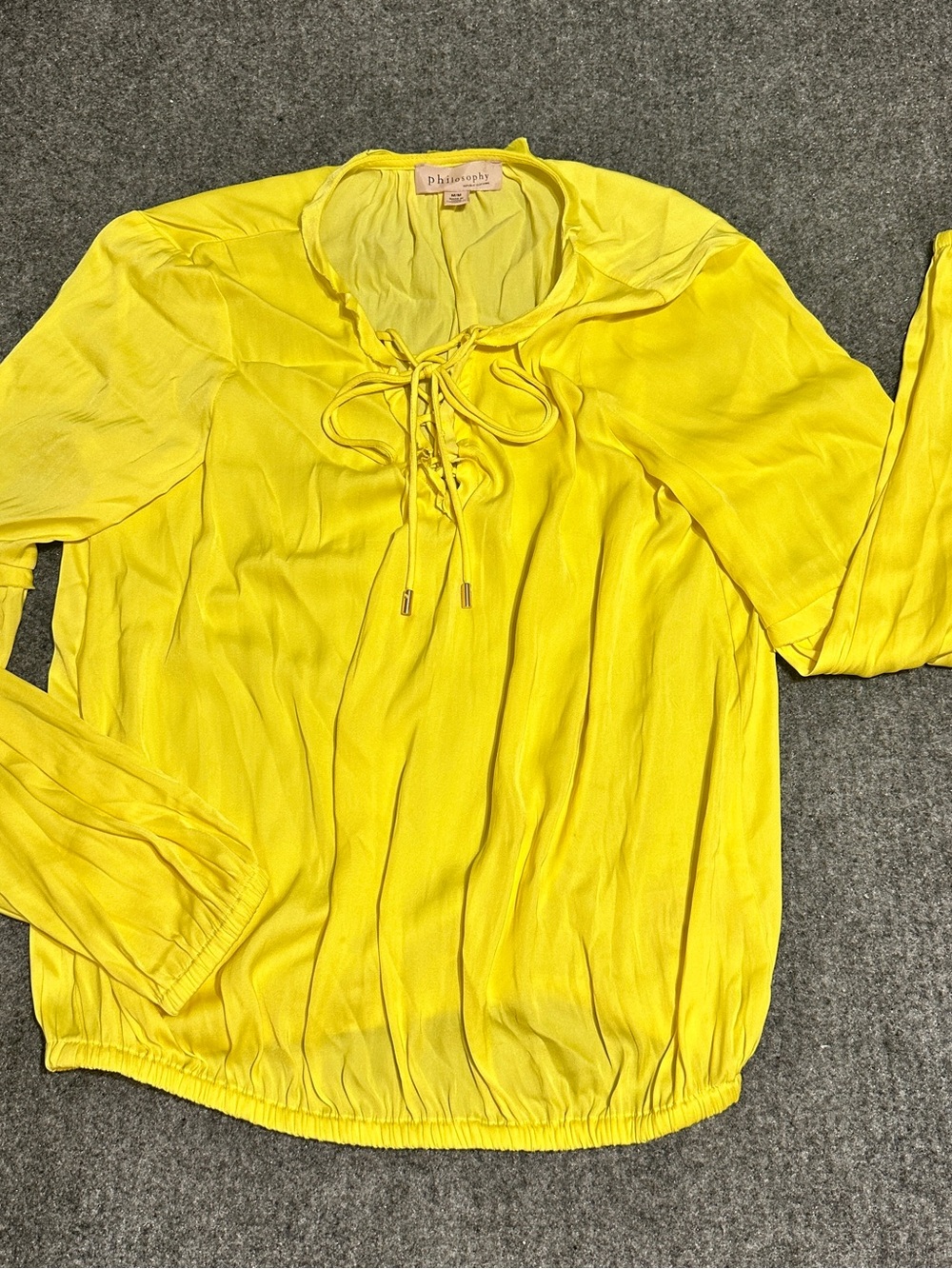 Philosophy Bright Yellow Tie-Front Long Sleeve Blouse